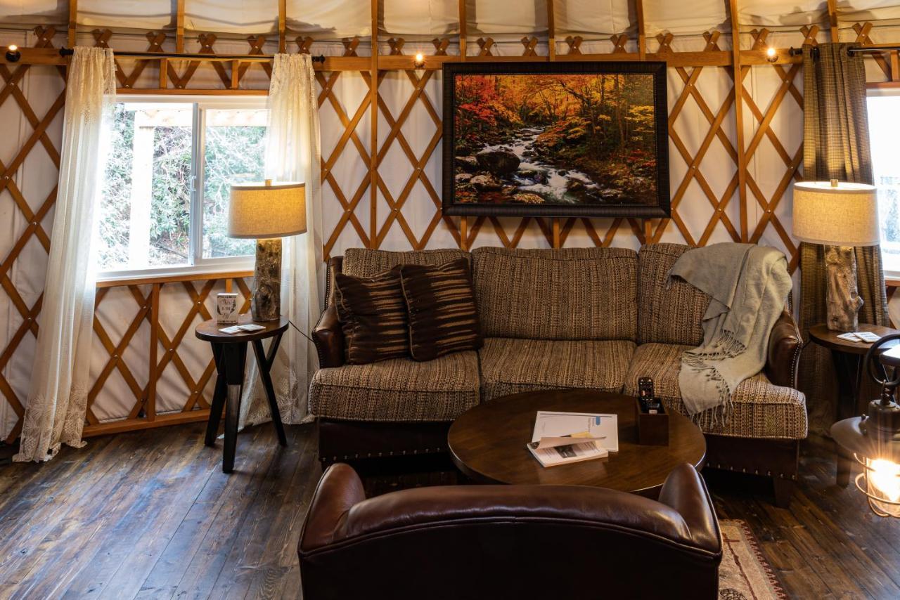 Tranquil Haven Luxy Yurt - Creekside Glamping With Private Hot Tub Villa Topton Buitenkant foto